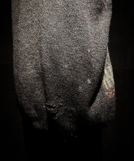 Vintage damage&patchwork jacquard knit vest