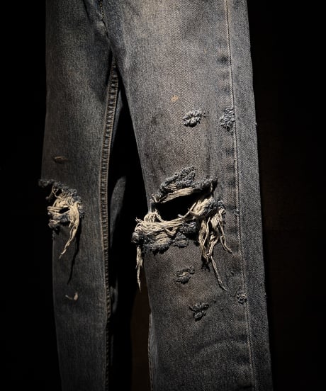 Faded Indigo Straight Damage Denim pants