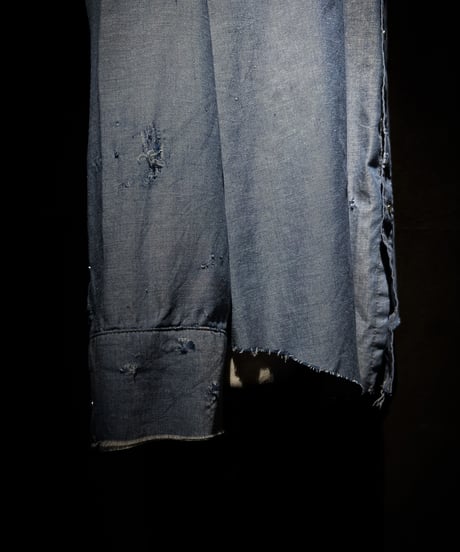 Blue Western Snap vintage damage Shirt