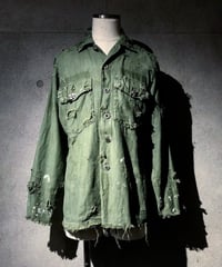 SURREALISTE×RESURRECTION Silver button vintage damage militaly shirt
