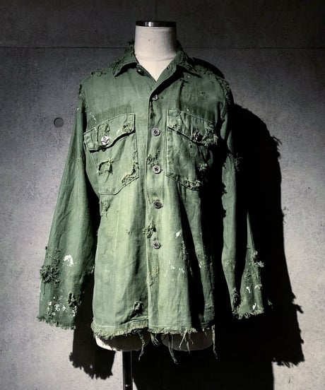 SURREALISTE×RESURRECTION Silver button vintage damage militaly shirt