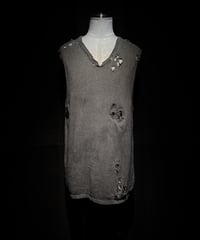 [Dye] Vintage damage V-neck Knit vest