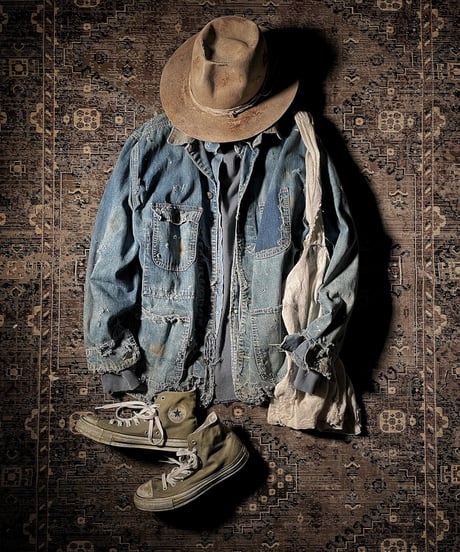 Hard damage vintage Denim coverall jacket