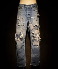 Vintage patchwork&Hard damage denim pants