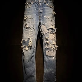 定価約4万円 NO ID. x RESURRECTION ダメージ加工 デニム MASONPRINCE ジーンズ ハードダメージ加工デニムパンツ NZK6075