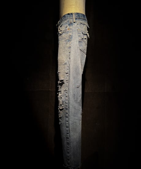 Fade Distressed slim Straight Denim pants