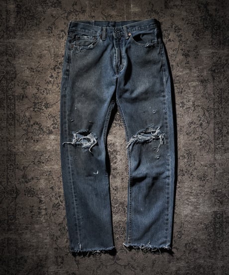Faded Indigo Straight Damage Denim pants