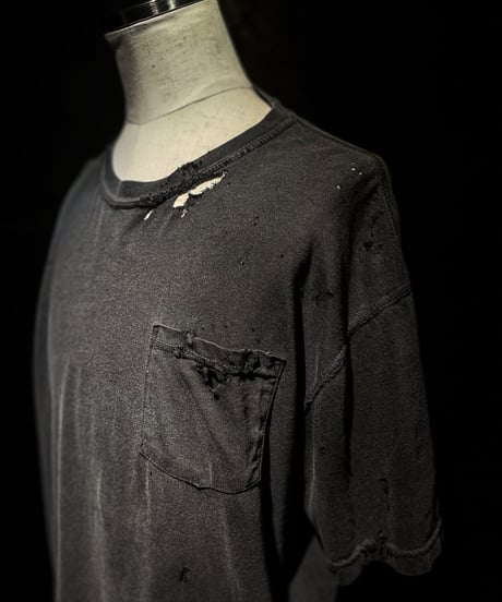 Vintage damage pocket Tee (OLD BLACK)