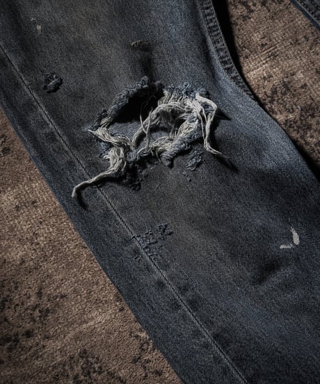 Faded Indigo Straight Damage Denim pants