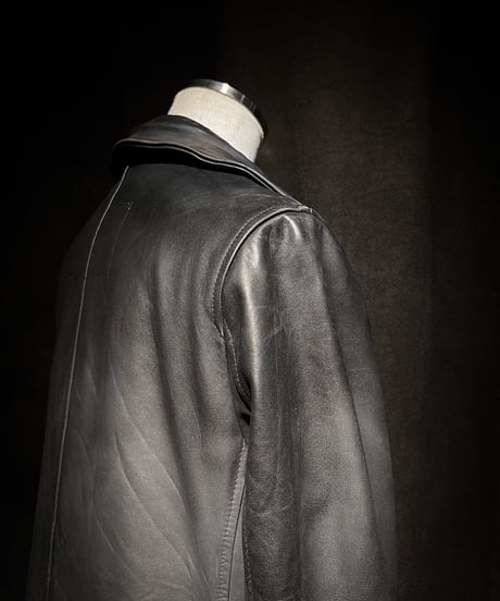 Double-Breasted Vintage Leather Coat