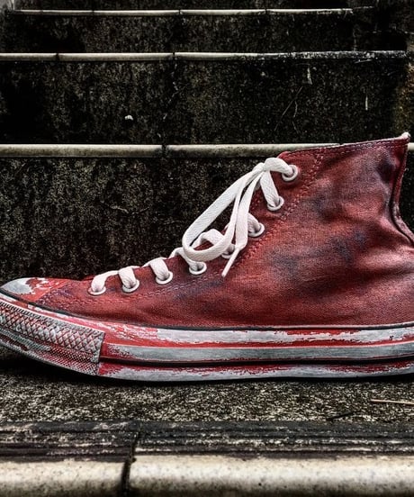 Discoloration Vintage High cut Sneaker RED