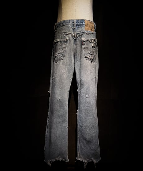 Vintage Distressed Shoe-cut Denim pants