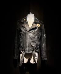 Vintage Leather Biker Custom Double Riders Jacket with Vintage Badges