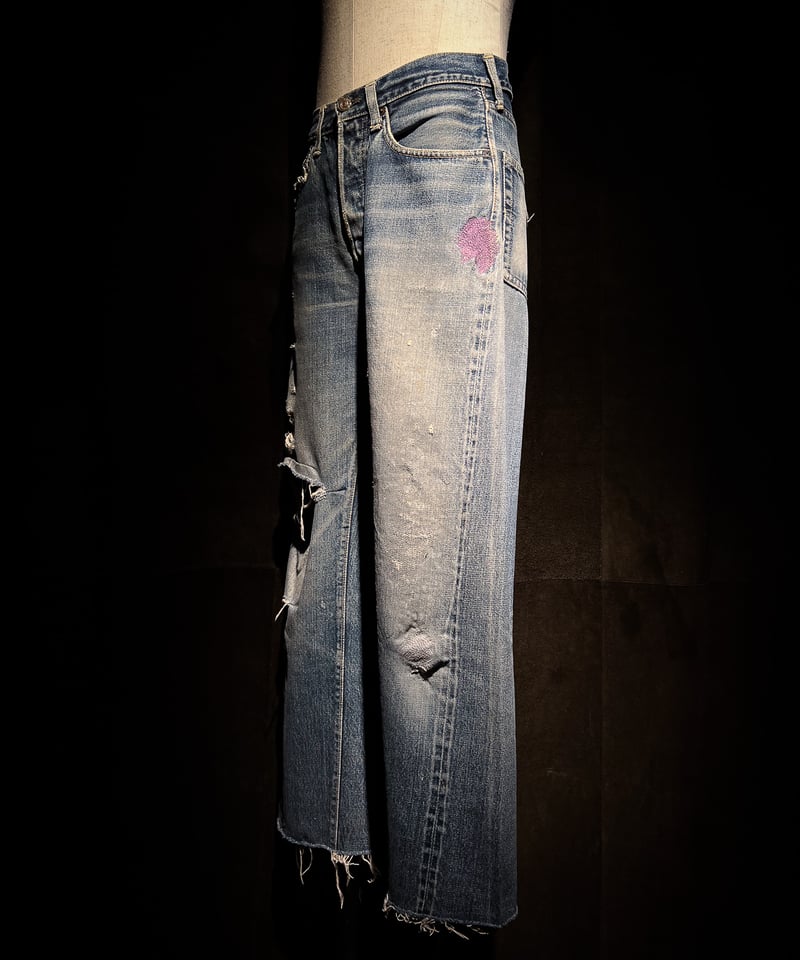 Vintage Damage Straight Cut Denim Pants | RESUR