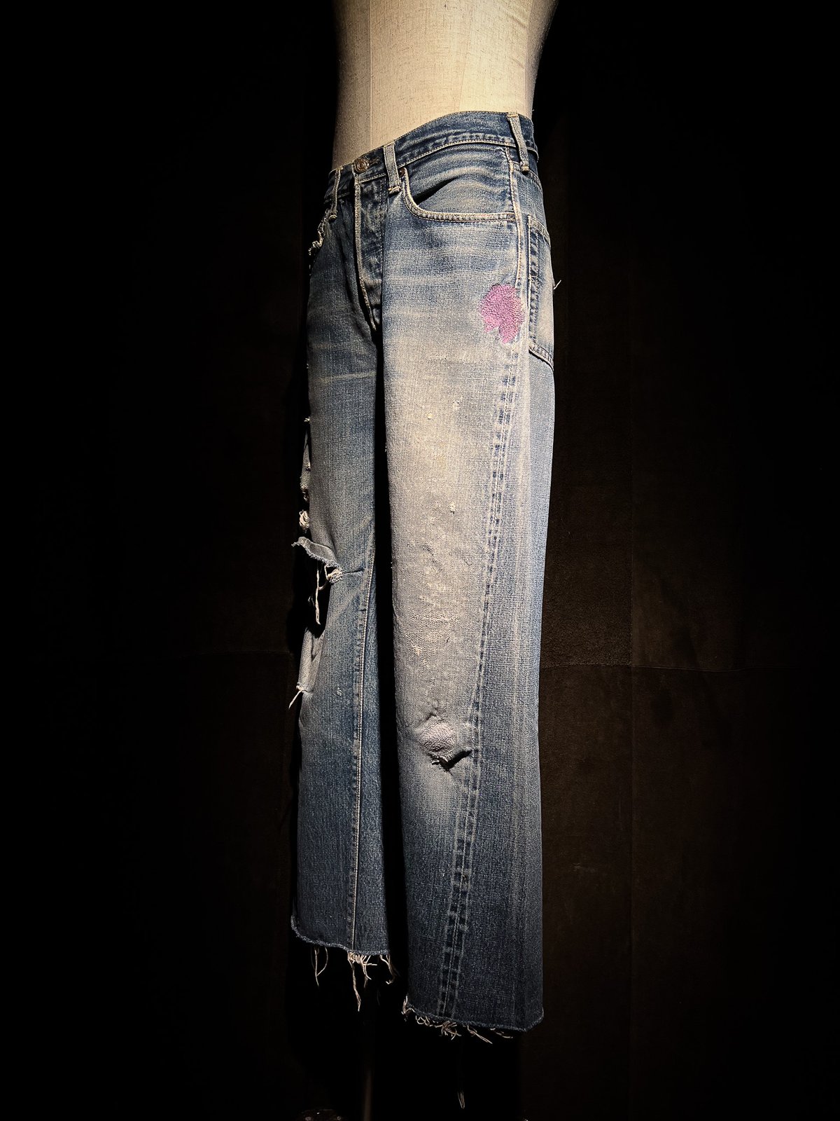 128 FUNDAMENTAL ダメージリペア リメイクデニムパンツ Vintage Damage 