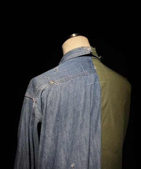 50/50 Split Rebuild Vintage 70's Military/Denim Shirt
