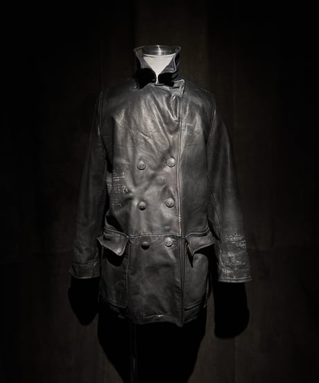 Double-Breasted Vintage Leather Coat