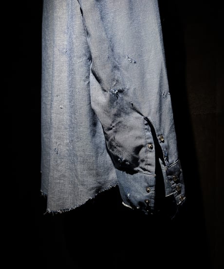 Blue Western Snap vintage damage Shirt