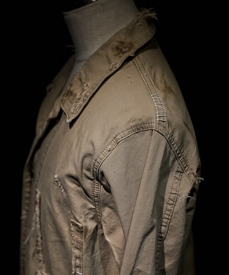 Damage vintage denim coverall jacket