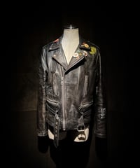 Vintage Leather Biker Jacket with UK-Sourced Badges & Pins