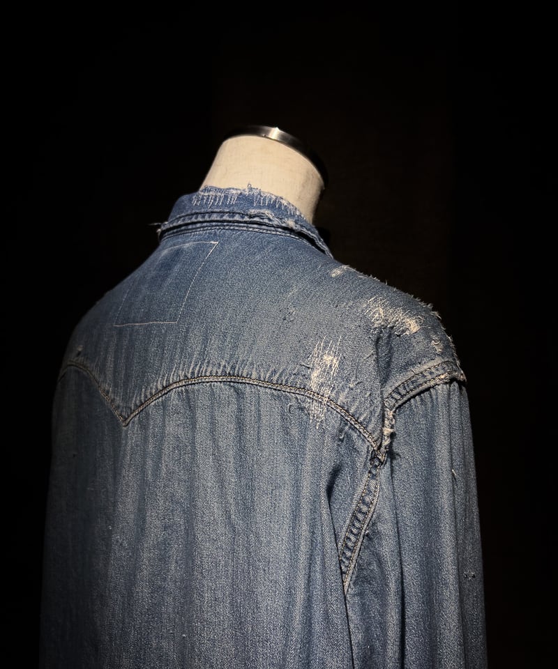 Vintage damage & patchwork denim shirt | RESURR
