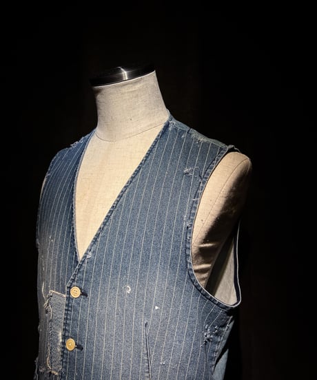 Vintage Pinstripe Denim Work Vest