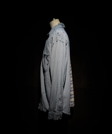 50/50 Split Rebuild Vintage Pattern Denim/Flannel  Shirt