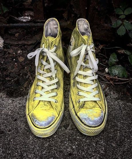 Discoloration Vintage High cut Sneaker YELLOW