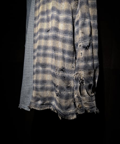 50/50 Split Rebuild Vintage Pattern Denim/Flannel  Shirt