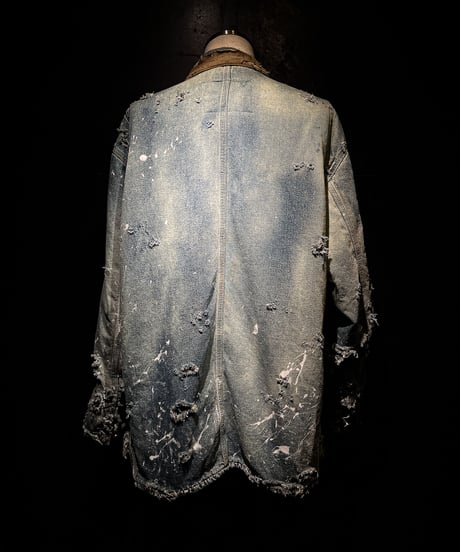 Hard damage & paint vintage denim coverall jacket