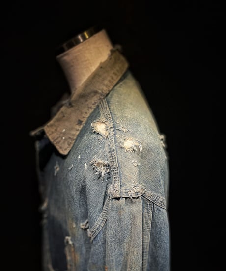 Hard damage vintage Denim coverall jacket