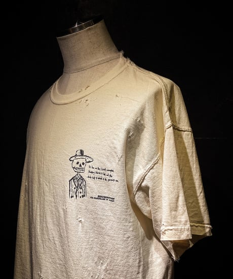 Double jacket skull T-shirt OLD WHITE