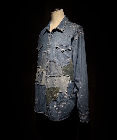 Vintage damage & patchwork denim shirt
