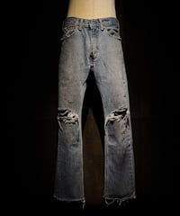 Faded Indigo Straight Damage Denim pants