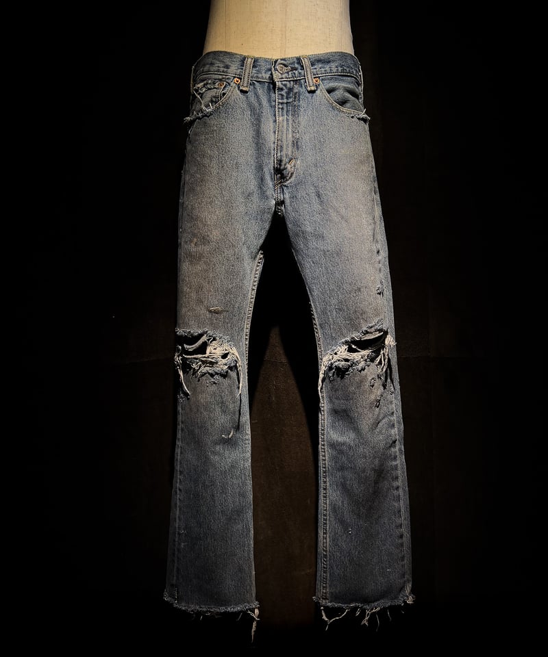 Wasteland Fade Destroyed Denim クラッシュデニム Faded Indigo Straight Damage Denim pants | RESU