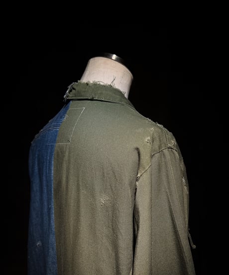 50/50 Split Rebuild Vintage 70's Military/Denim Shirt