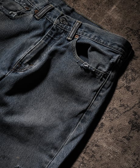 Faded Indigo Straight Damage Denim pants