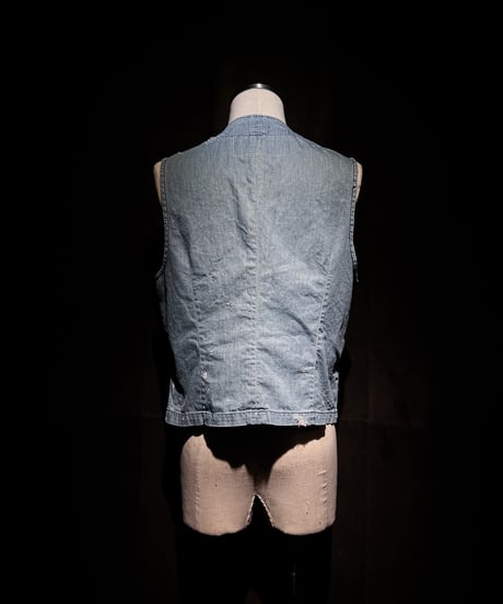 Vintage Pinstripe Denim Work Vest