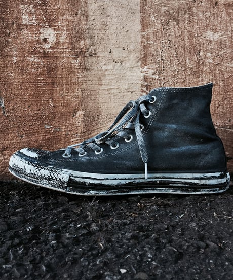 Discoloration Vintage High cut Sneaker Old BLACK