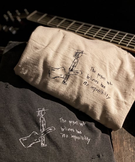 Guitar vintage dye damage T-shirt (Old white)
