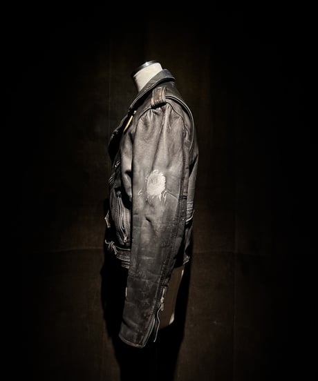 Vintage Leather Biker Custom Double Riders Jacket with Vintage Badges