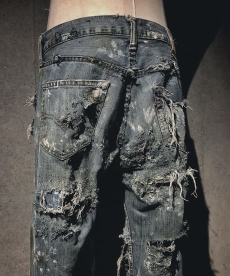 Destroy damage vintage denim pants