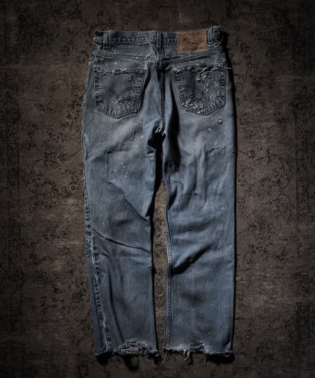 Vintage Distressed Shoe-cut Denim pants