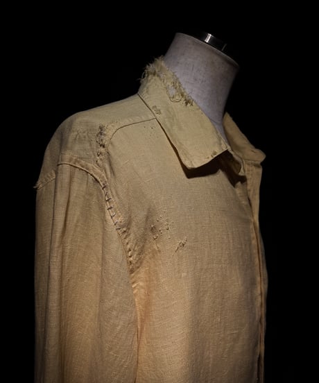Vintage damage linen yellow shirt