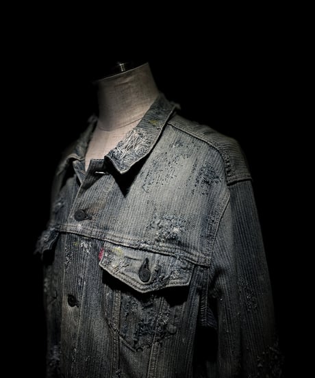 Vintage damage & paint stripe denim jacket