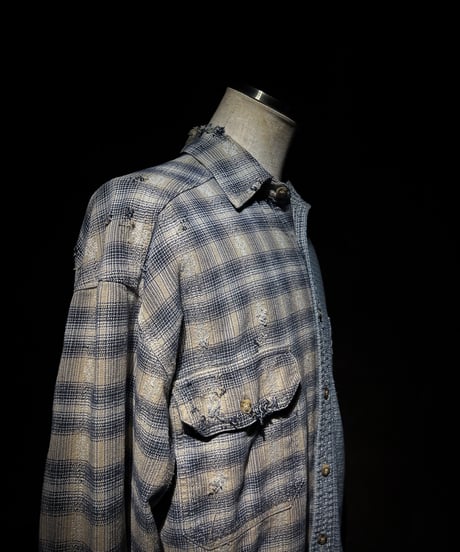 50/50 Split Rebuild Vintage Pattern Denim/Flannel  Shirt