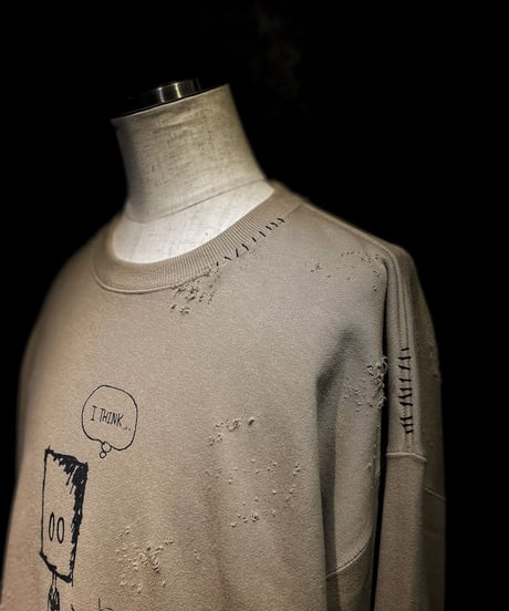 I THINK,,, character sweat shirt (SAND BEIGE)