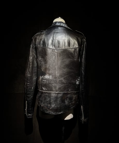 Vintage Leather Biker Jacket with UK-Sourced Badges & Pins