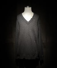 Vintage damage V-neck knit