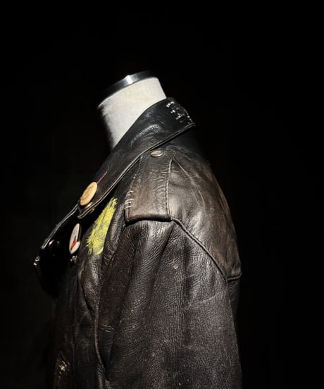Vintage Leather Biker Jacket with UK-Sourced Badges & Pins